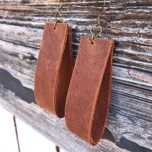 Leather loop earrings